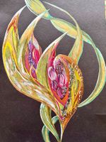 Abstraktes Blumenbild, Unikat, Gold, Farbexplosion!