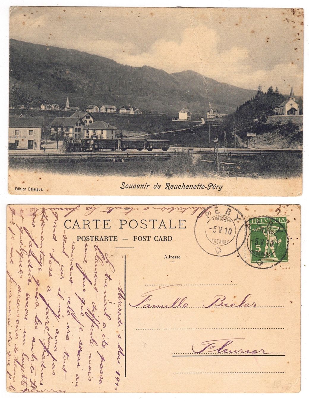 Cartoline postali: Péry, vue générale – Usato da La Tour-de-Peilz venduto da amjust