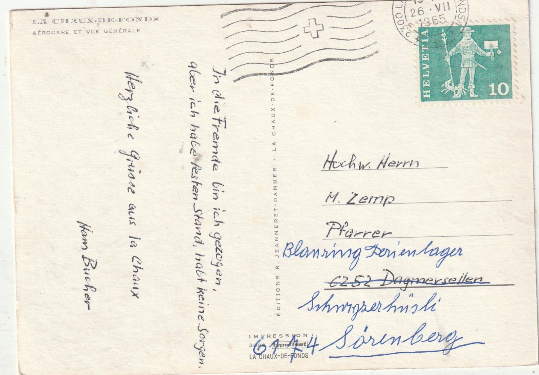 Cartoline postali: La Chaud de Fonds – Usato da Lumbrein venduto da made02 1