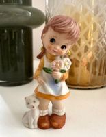statuette porcelaine vintage Porzellanfigur Mädchen Katze