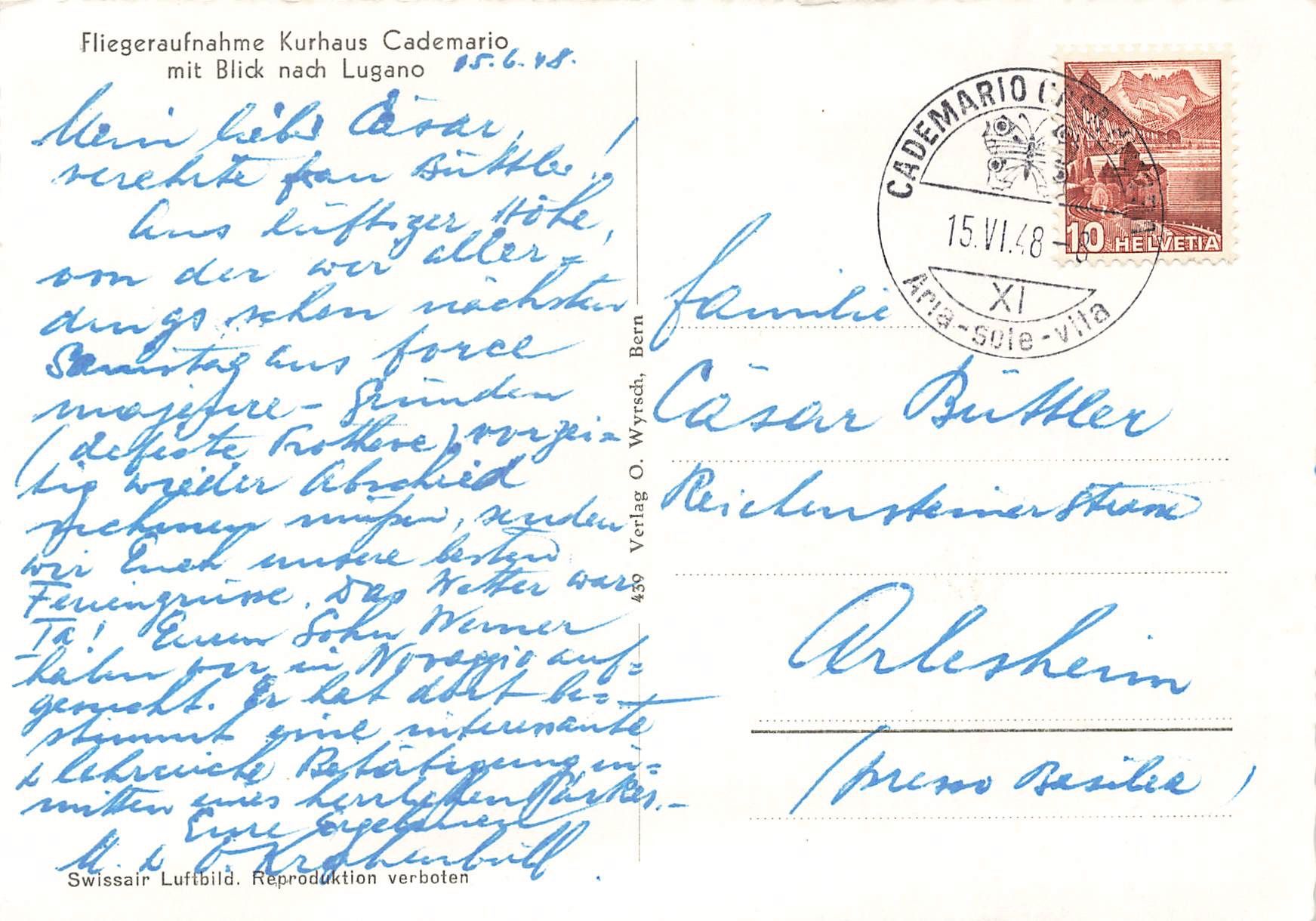 Cartoline postali: Cademario G – Usato da Biasca venduto da Blenio71 1