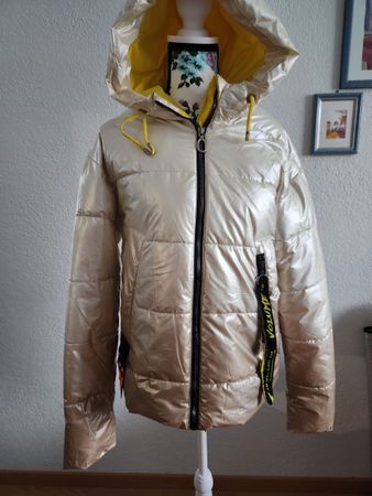 Cream & Gold Puffer Jacket, Size S