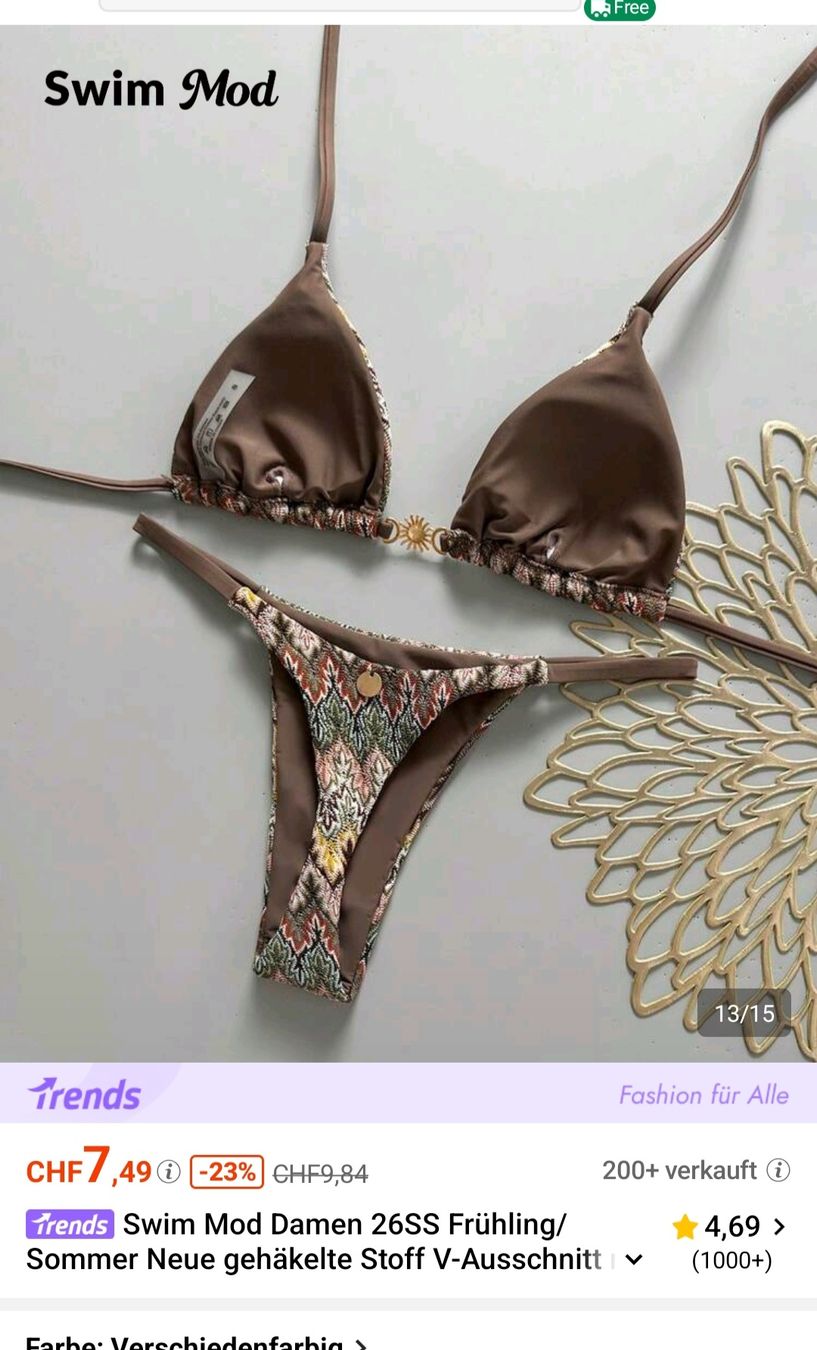 Shein Costumi da bagno & Bikini: Bikini von Shein Braun mit Muster – Nuovo (secondo la descrizione) da Ebikon venduto da SecondChance_byM 6