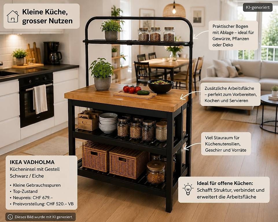 Ikea Cucine complete: IKEA VADHOLMA Kücheninsel mit Gestell – Usato da Werdenberg venduto da reyvne 4