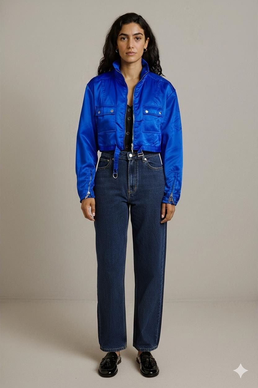 Esprit Giacche: Fusion Esprit Blaue Kurze Windbreaker Jacke – Usato da Zug venduto da vinokilo