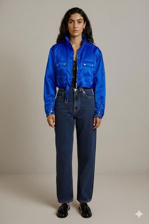 Fusion Esprit Blaue Kurze Windbreaker Jacke