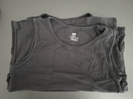 H&M Basic Organic Baumwolle Unterhemd, Gr. 146/152, 2er Pack