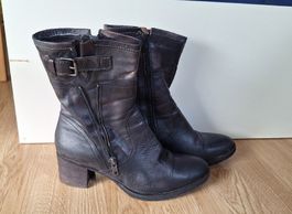 Schwarze Echtleder Damenstiefeletten, Grösse 40