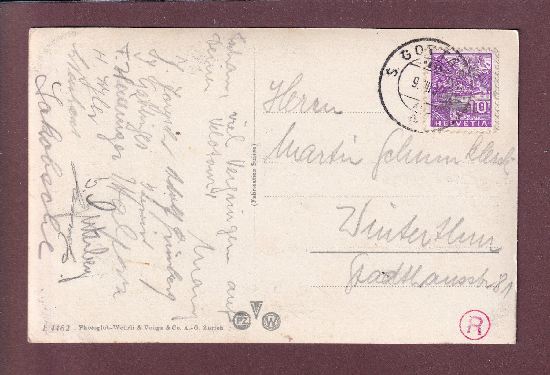 Cartoline postali: SUSTEN-PASSHÖHE - Sustenspitzli - 1935 – Usato da Pully venduto da nicecards 1