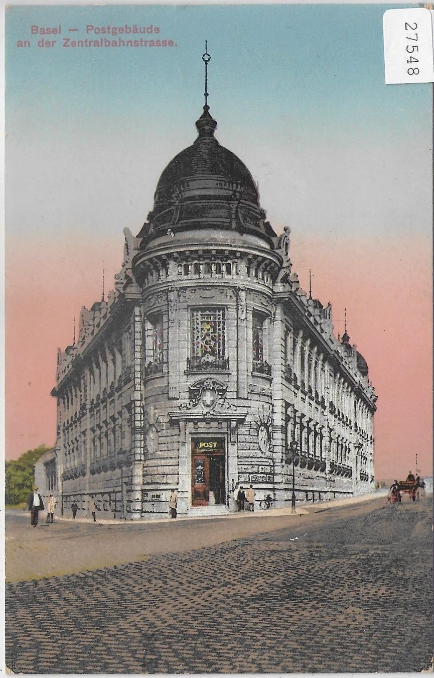 Cartoline postali: Basel Postgebäude an der Zentralbahn- – Usato da Ettingen venduto da Kartenplanet