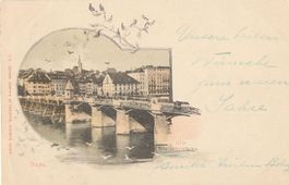 Basel - alte Rheinbrücke + 1898