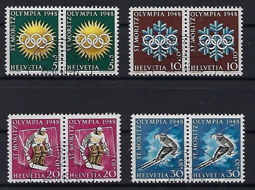 Alle Briefmarken: 1948 Schweiz Winterspiele ST. Moritz          11052 – Gebraucht aus Lunden von Animus999