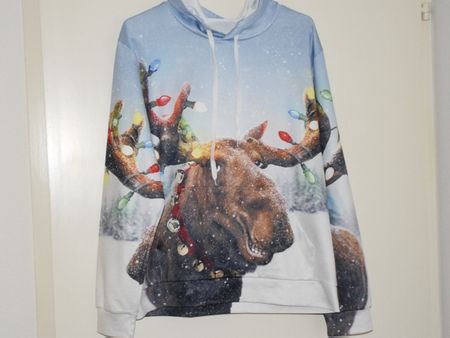 Hoodie, unisex mit Elch Motiv Gr XL
