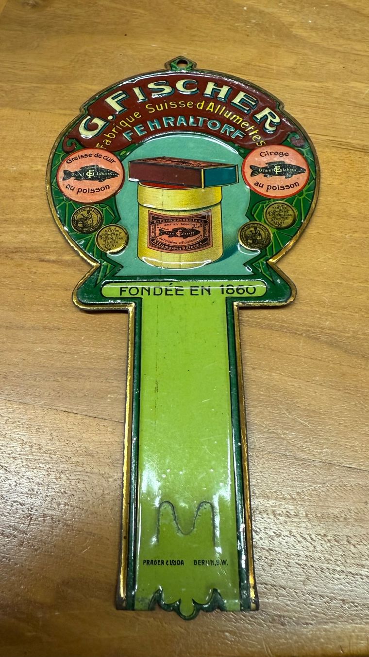 Insegne: Blechschild G.Fischer Zündholzfabrikation Fehraltorf – Usato da Glattbrugg venduto da Xena2014 2