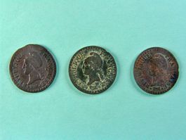 3 Centime-Münzen Frankreich, Jahr 7 (1798), Kupfer