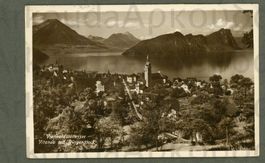 AK sw Vitznau LU mit Bürgenstock, © Goetz Kunstverlag ≈1919