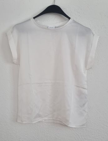 Satin T-Shirt VILA Blusenshirt  Gr. 34 weiss