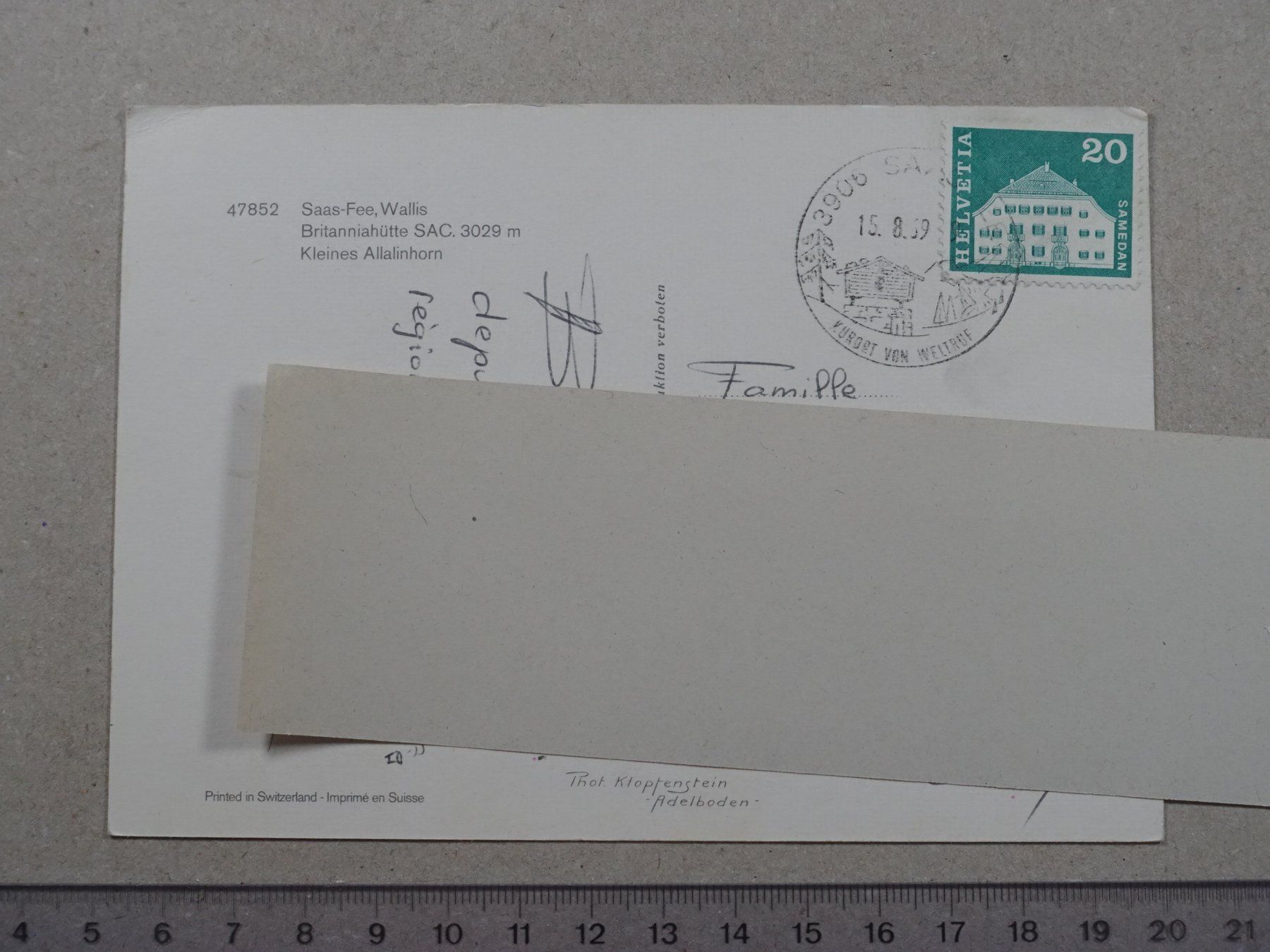 Ansichtskarten: Saas-Fee, 1969, Britanniahütte SAC – Gebraucht aus Lenzburg von fh1 1