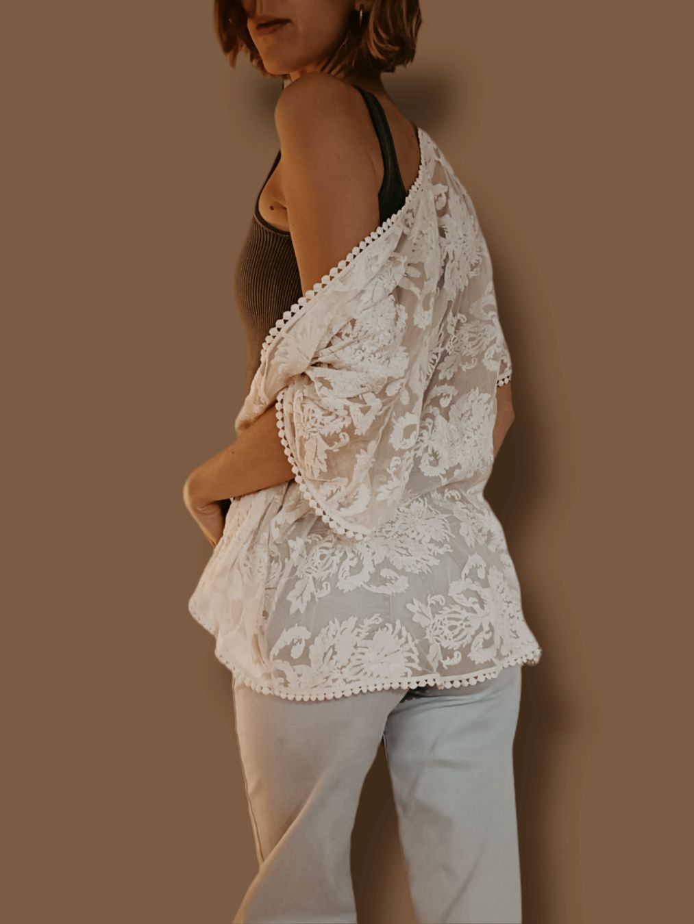 Kimonos: Sommerliche, leichte Kimono-Jacke, weiss, Gr. S/M – Neuf (Voir description) à Boswil par mue_6psc 1