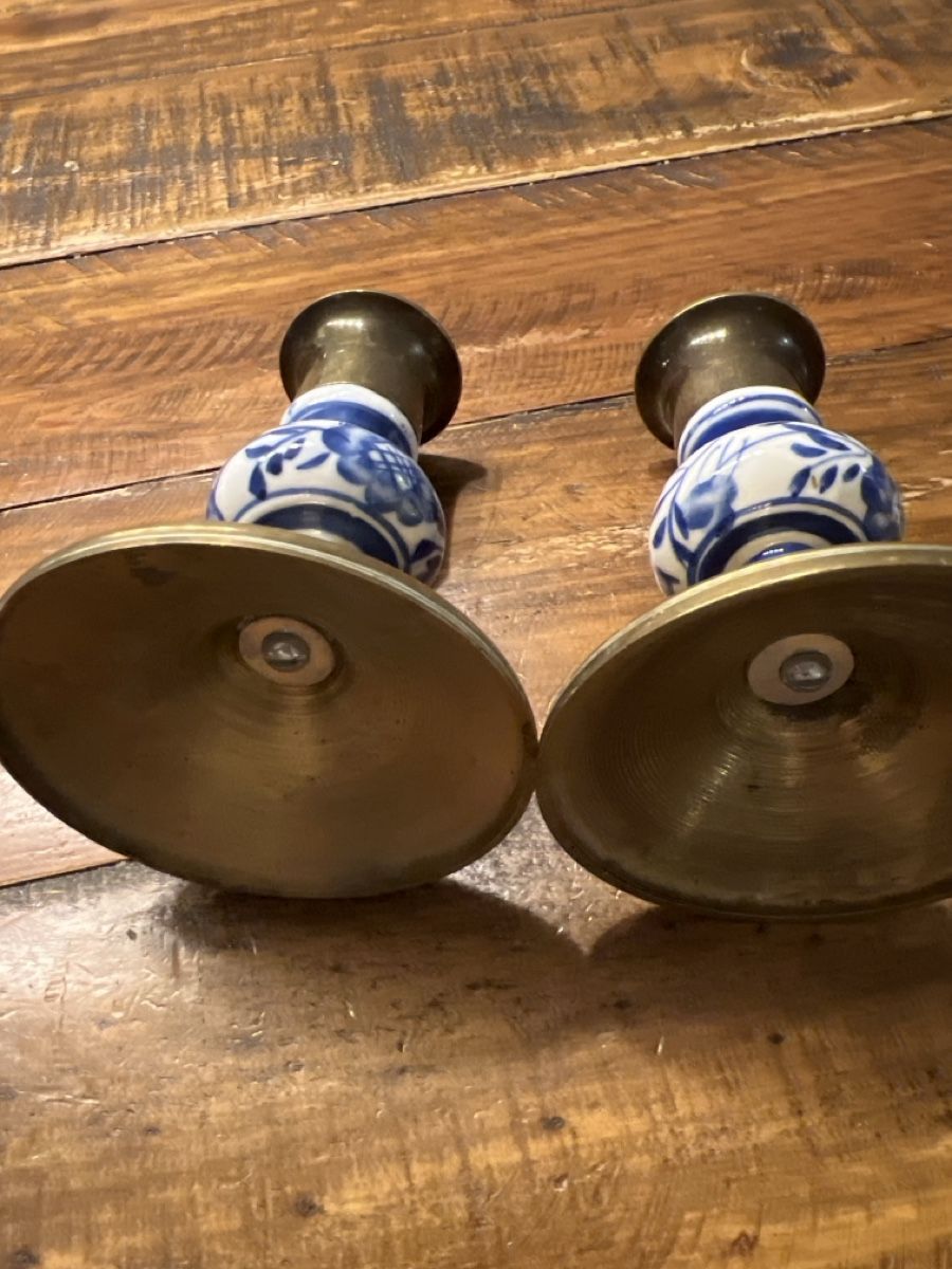 Kerzenständer: 2 Kerzenständer Messing, Keramik, Vintage – Gebraucht aus Bolligen von Solina12 2