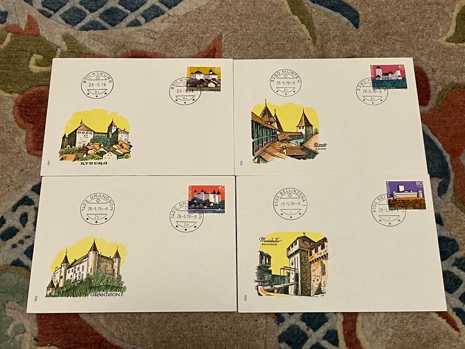 Tutti i francobolli: 4 CH FDC Eimzelmarke Pro Patria 1976 – Usato da Koblenz venduto da Markenhimmel