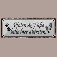 🔥 PFOTEN & FÜSSE Blechschild Katze/Hund 💙 27x10cm OVP🔥