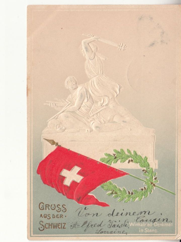 Cartoline postali: Stans Winkelried-Denkmal 1902 – Usato da Bürglen TG venduto da StampGraf