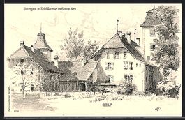 Künstler-AK Belp, Blick zum Schloss