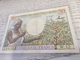 50 Francs Äquatorialafrika Kamerun Banknote selten