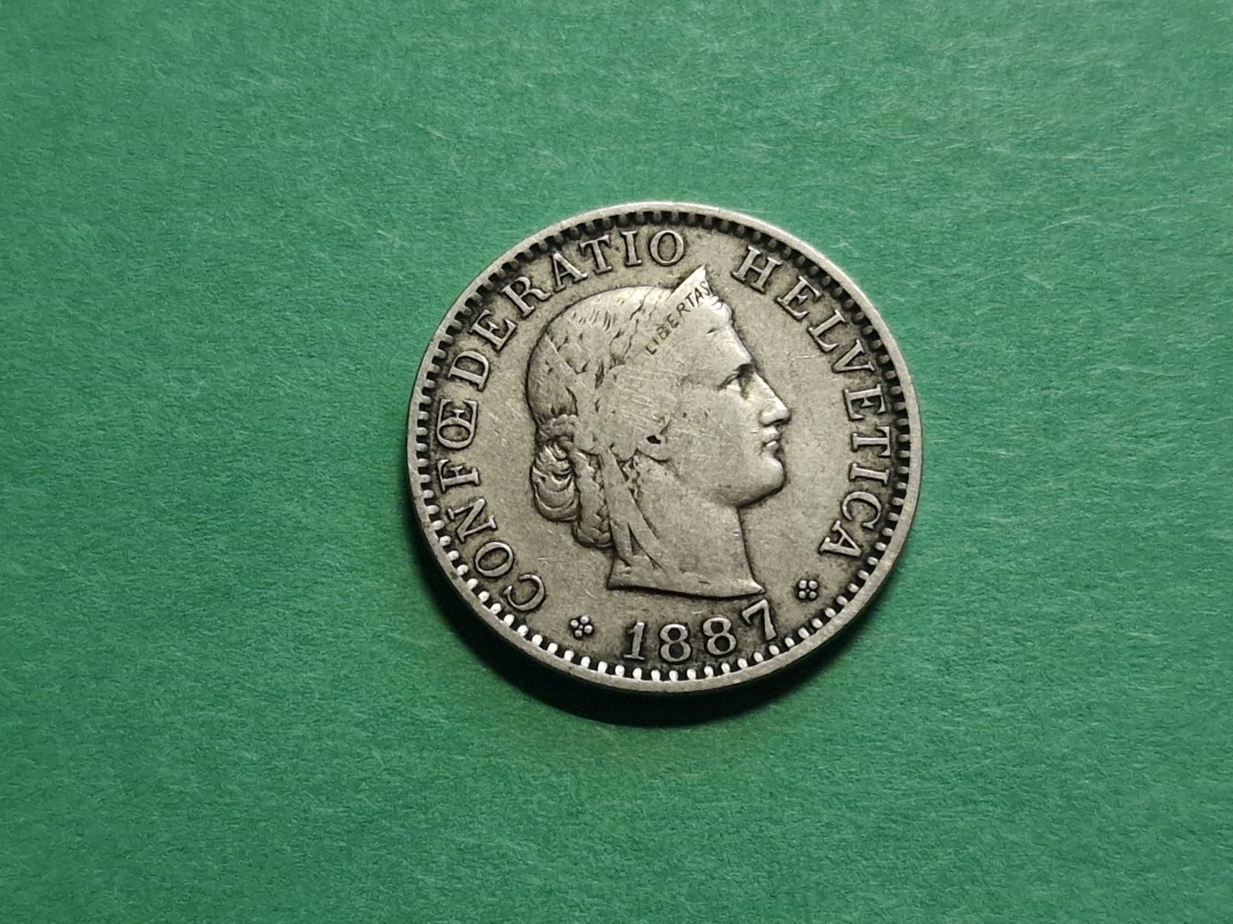 Alle Münzen: 20- Rappen 1887. – Gebraucht aus Zürich von Moreira01