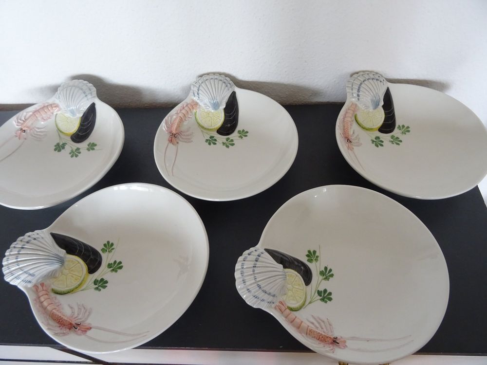 5 Fischteller/Hummerteller/Meeresfrüchte Cre Art Italy 70er Kaufen