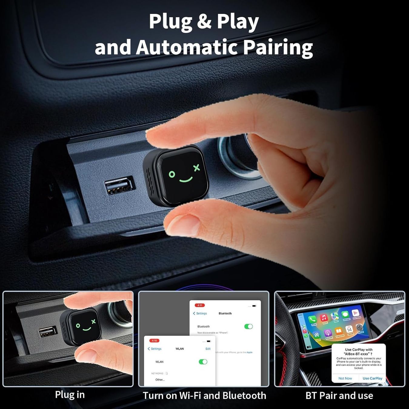 Altro: 2-in-1 Wireless CarPlay Android Auto Adapter Mini – Nuovo e nell'imballaggio originale da Suhr venduto da SchnapperCH 3