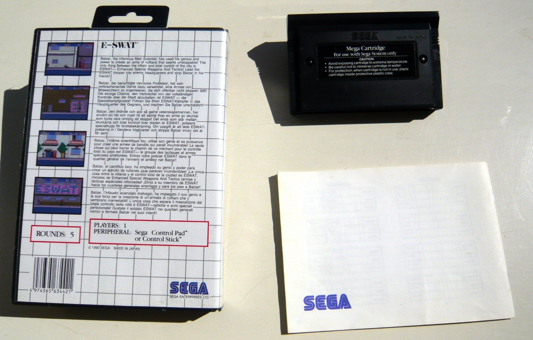 Sega Giochi: SEGA Master System : E-Swat, 1990,  CIB – Usato da Onex venduto da Jaguar1986 2