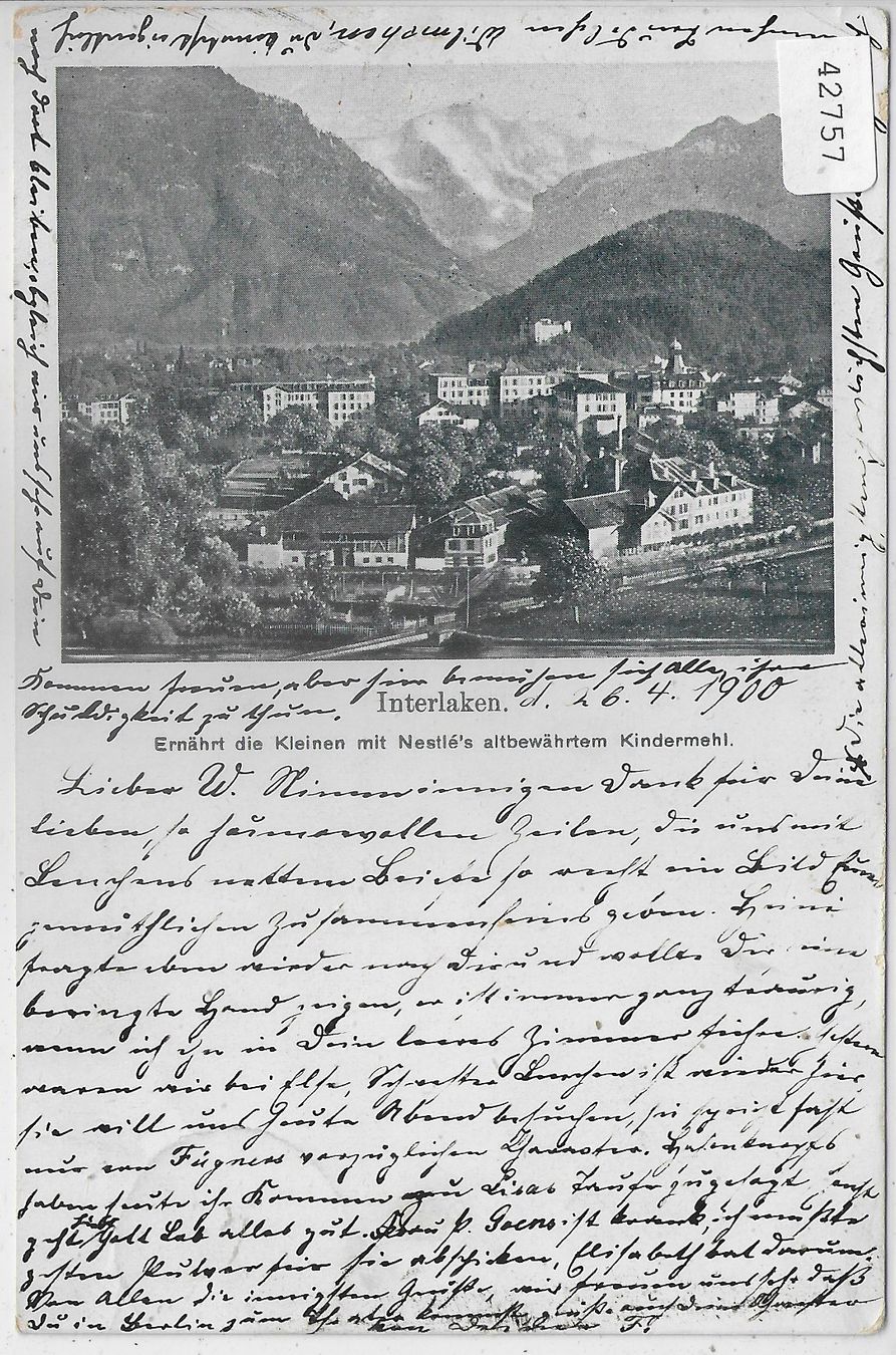 Cartoline postali: Interlaken - Nestle-Werbung – Usato da Ettingen venduto da Kartenplanet