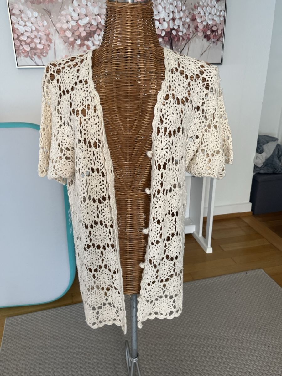 Giacche: Gehäkelte Jacke, Creme, Ramie, Baumwolle, M – Usato da Solothurn venduto da Bobesch08