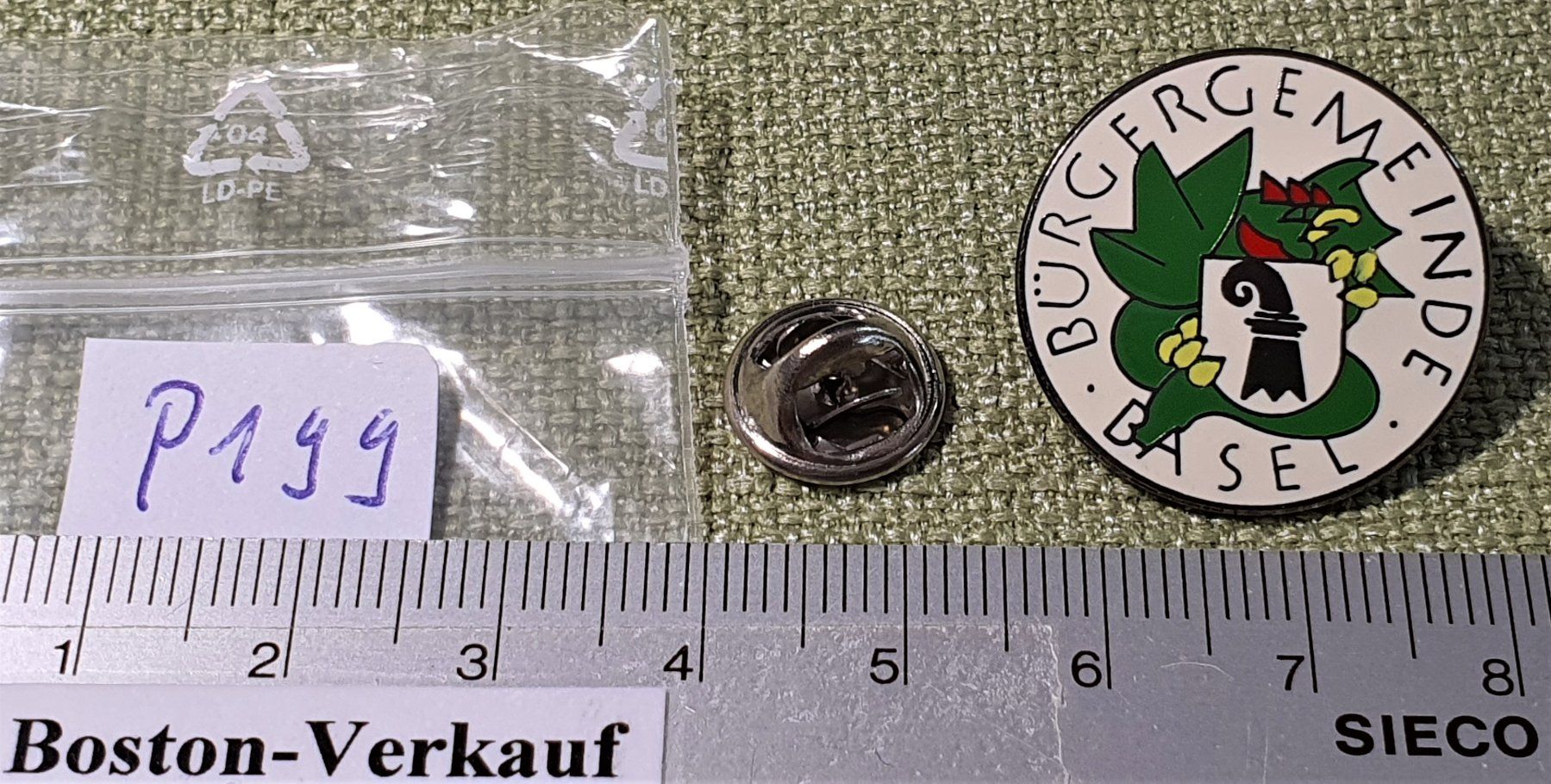 Placchette & Badge: P199 - Pin Bürgergemeinde Basel / Basilisk mit Wappen – Usato da Reinach BL venduto da Boston-Verkauf 1
