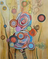Original Aquarell Schnecke und ihre Fantasie Blumen Kunst