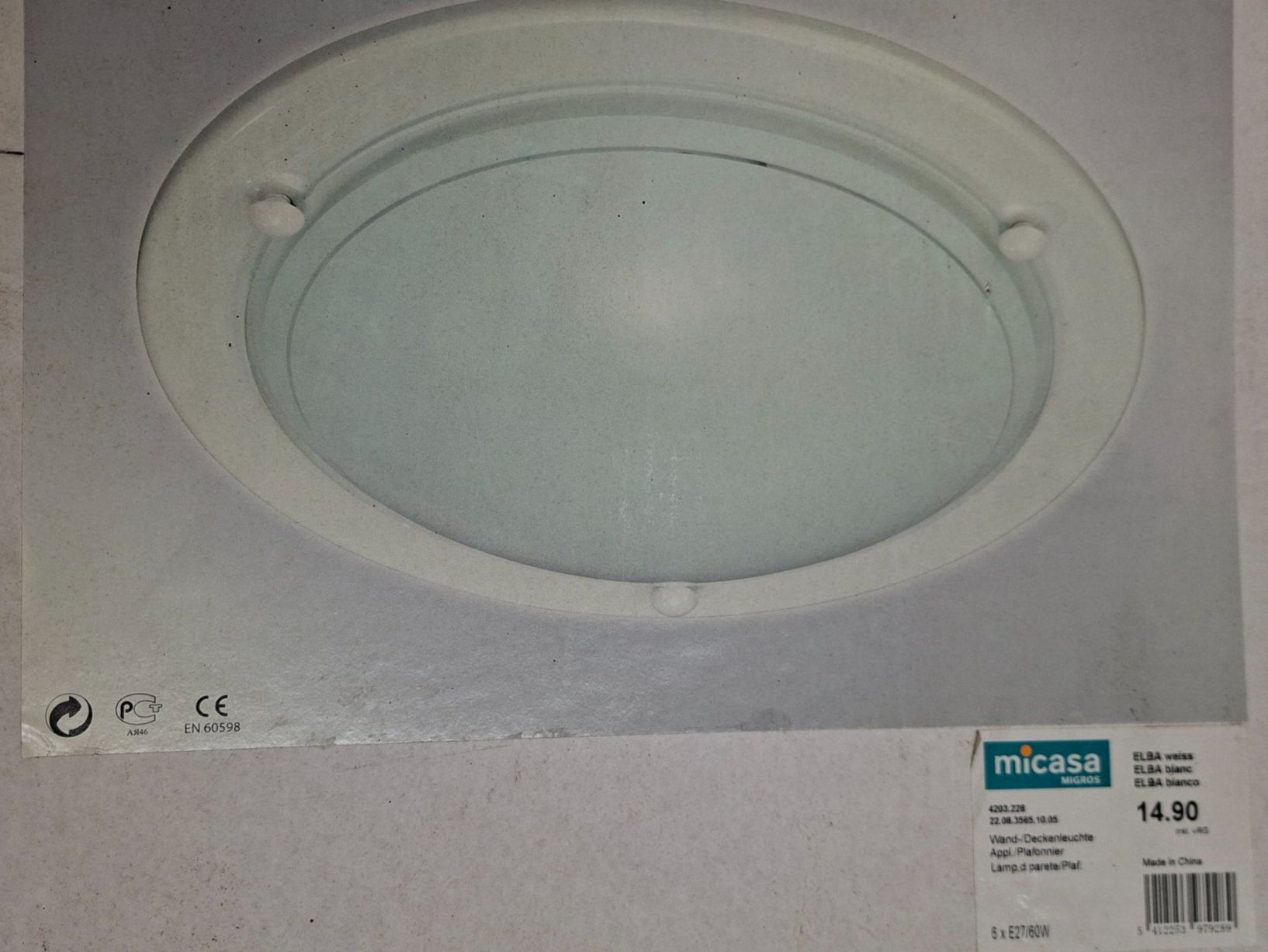 Micasa Lampadari & plafoniere: Micasa ELBA Deckenlampe weiss – Usato da Wettingen venduto da Wendemarket 2