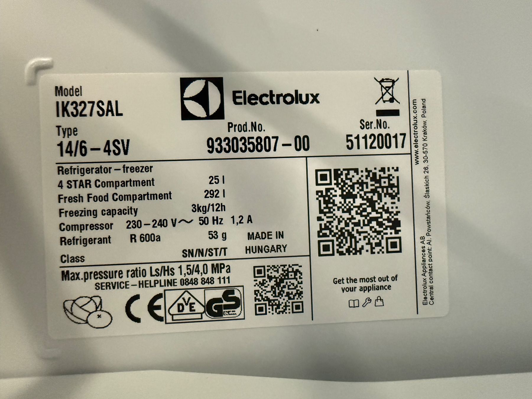 Electrolux Frigoriferi: Electrolux IK327SAL Kühlschrank links – Nuovo (secondo la descrizione) da St. Gallen venduto da VISIO_Haushalt_AG 2