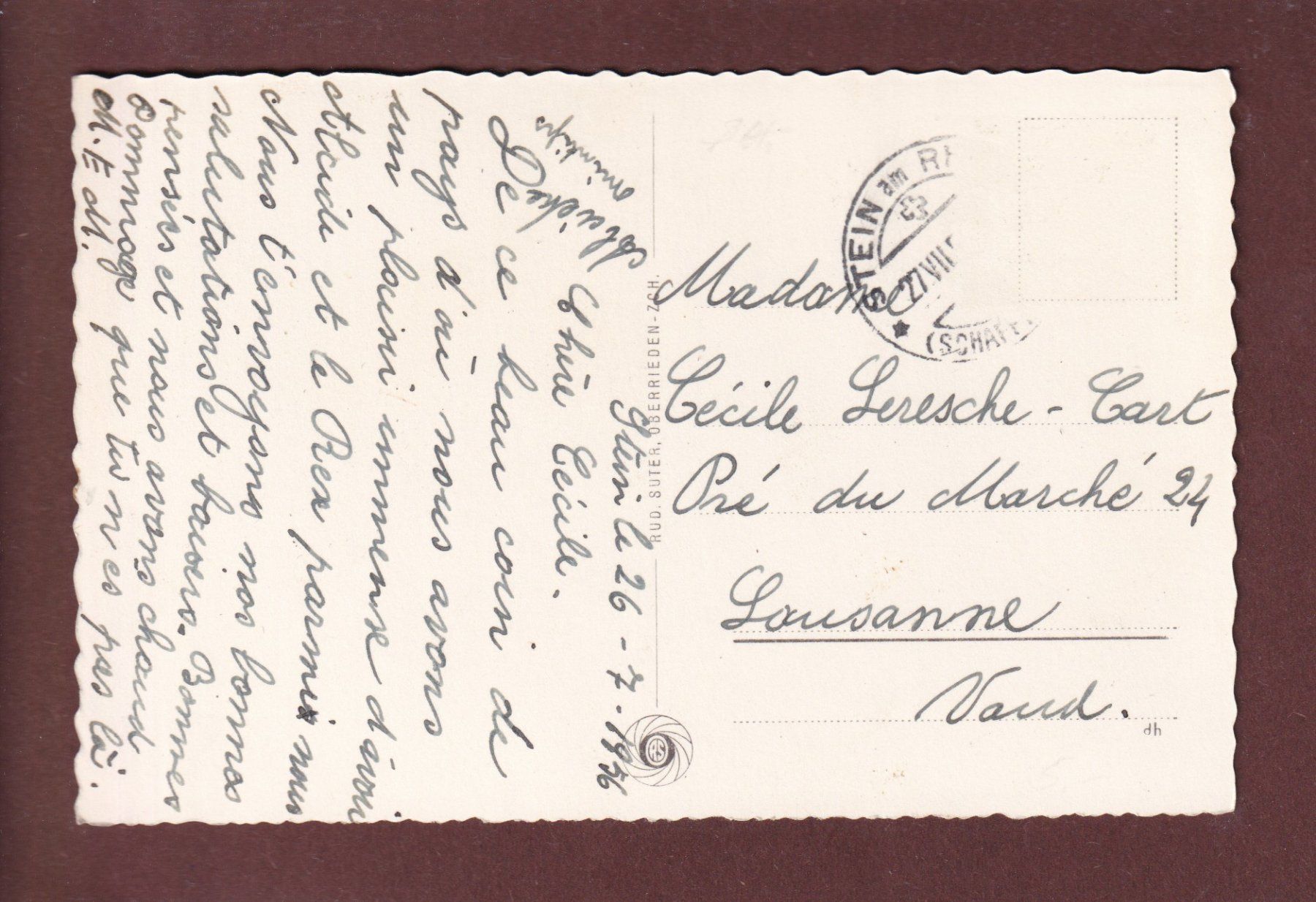 Cartoline postali: STEIN AM RHEIN - Untertor - 1956 – Usato da Pully venduto da nicecards 1