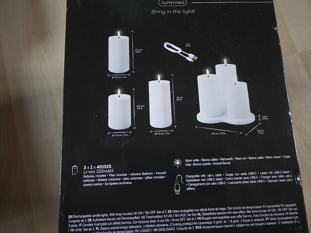 Candele: 3 LED Blockkerzen Wiederaufladbar – Usato da Kaltbrunn venduto da Resli 1