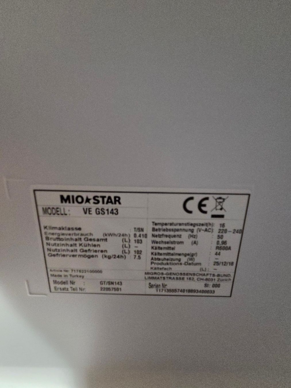 Mio Star Gefrierschrank: Mio Star Tiefkühler – Gebraucht aus Weinfelden von Shana89 2