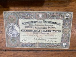 Billet suisse 5fr 16 octobre 1947