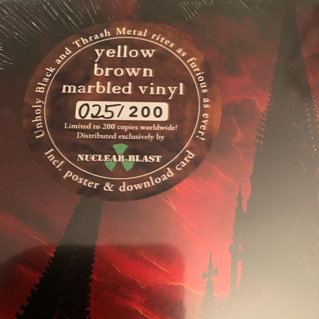Dischi in vinile: DESASTER Churches without Saints YELLOW BROWN MARBLED Vinyl – Nuovo e nell'imballaggio originale da Thusis venduto da Gorgon 2