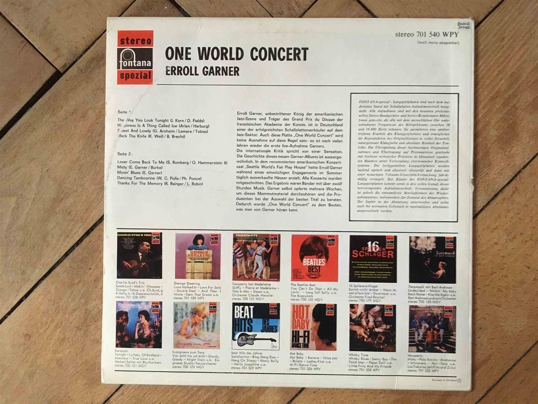Schallplatten: Erroll Garner One World Concert – Gebraucht aus Luzern von Needful_Things 1