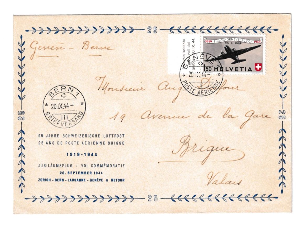 Buste & buste per spedizione: 1x FDC Brief - CH - 1944 - Luftpost – Usato da Rüti ZH venduto da jpee