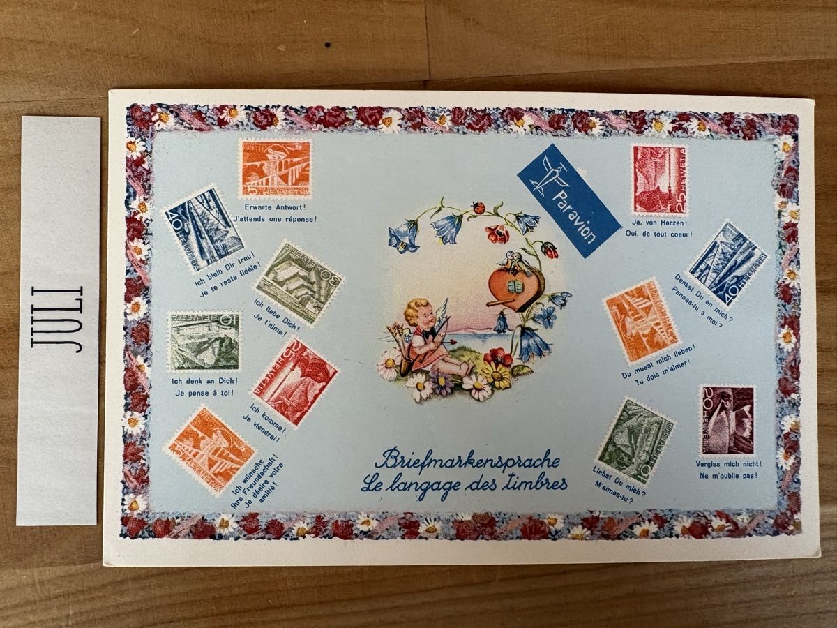 Cartes postales: AK mit Bild von Briefmarken Sprache – D'occasion à Rümlang par Kartenpost1