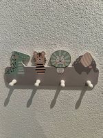 Kindergarderobe / Wandgarderobe mit Tiermotiven (4 Haken)