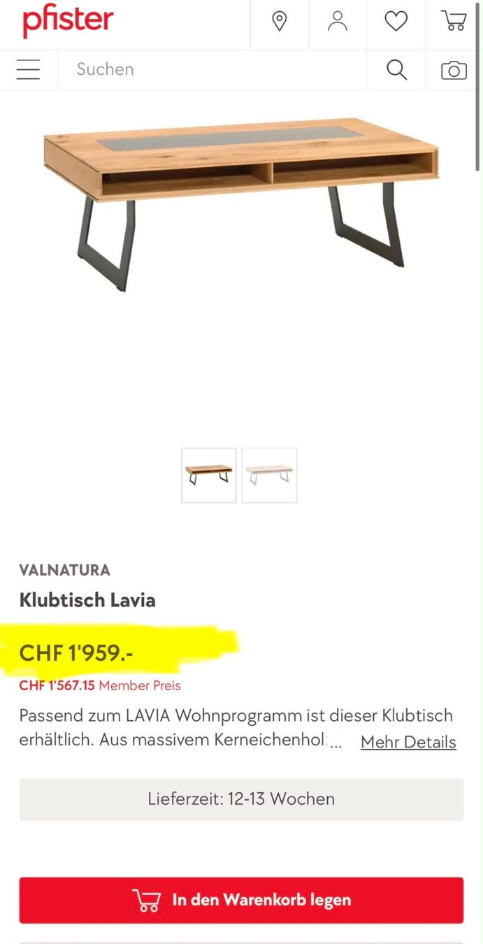 Mobili TV: VALNATURA - Sideboard, Wohnzimmer Tisch & Hängeelement – Nuovo (secondo la descrizione) da Rapperswil SG venduto da Loni189 6
