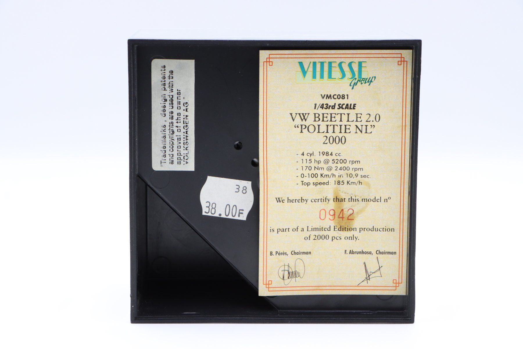 Volkswagen Modellini d'auto: VW Beetle 2.0 Polizei NL 2000 1:43 Vitesse – Nuovo (secondo la descrizione) da Bühl b.Aarberg venduto da modelldiecast 8